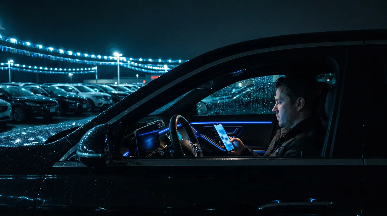Car shopper asking an AI assistant where to buy a vehicle in their town