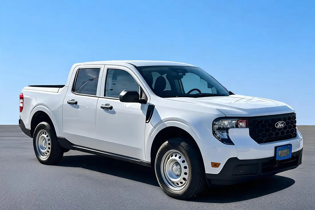 The same 2026 Ford Maverick as a showroom-grade Facebook Marketplace listing photo after AutoLander’s AI Photo Studio