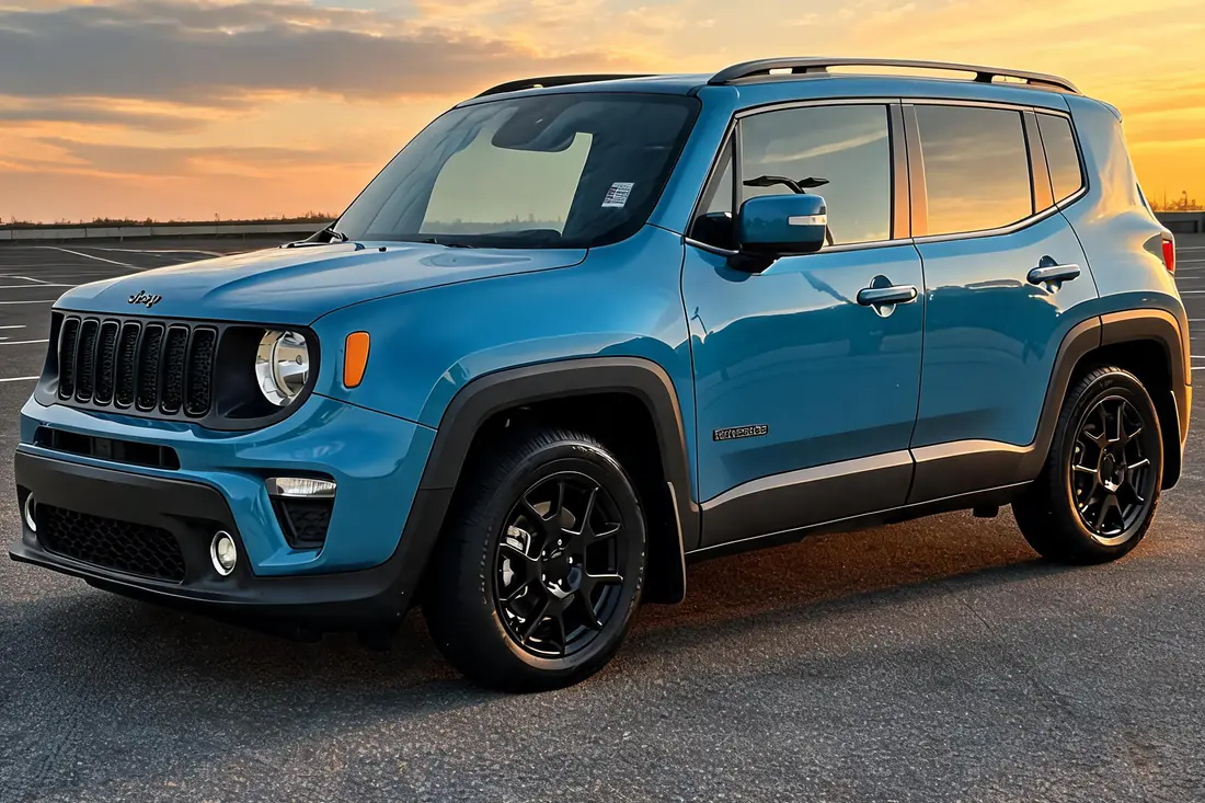 The same Jeep Renegade re-staged in a clean scene by AutoLander’s AI Photo Studio