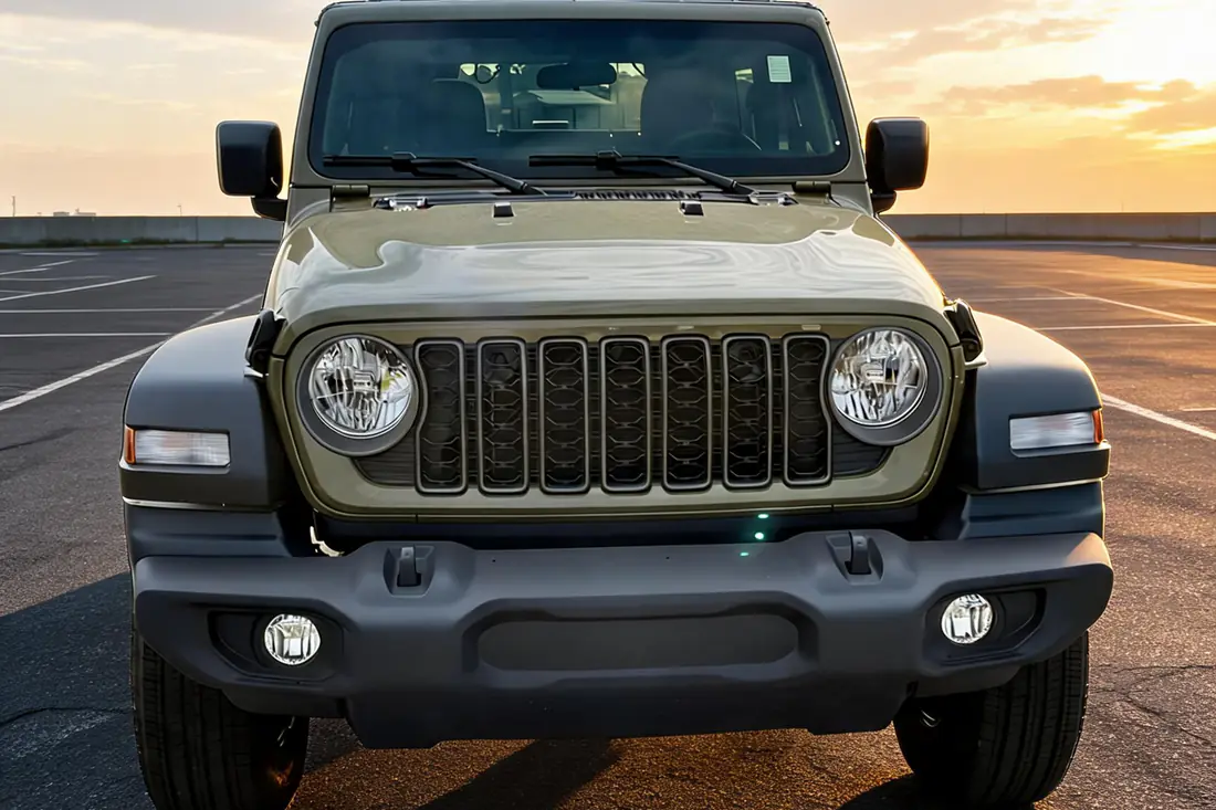 The same 2026 Jeep Wrangler as a showroom-grade Facebook Marketplace listing photo after AutoLander’s AI Photo Studio