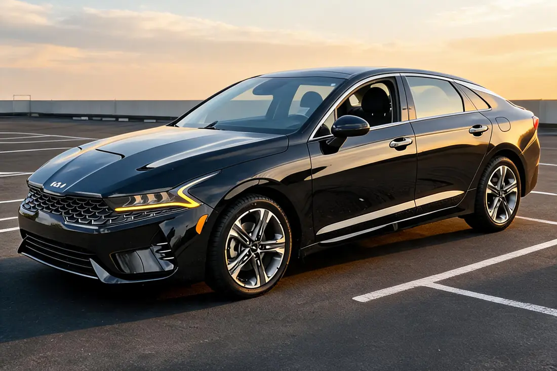 The same 2022 Kia K5 as a showroom-grade Facebook Marketplace listing photo after AutoLander’s AI Photo Studio
