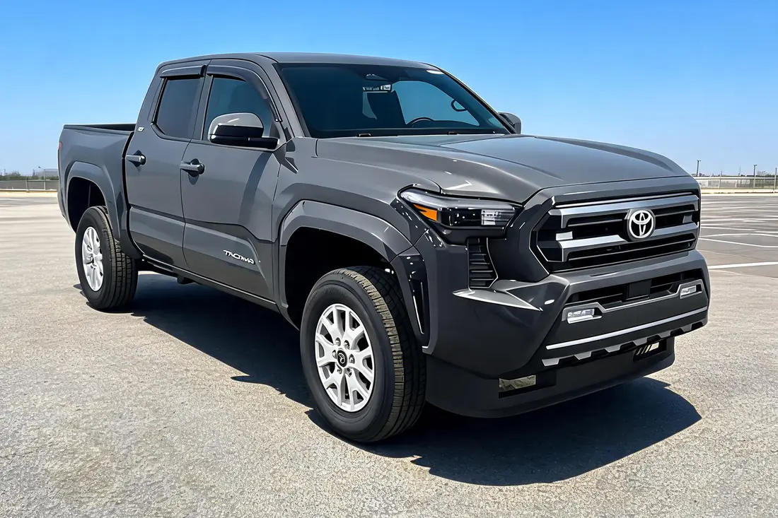 The same Toyota Tacoma re-staged in a clean, bright scene by AutoLander’s AI Photo Studio